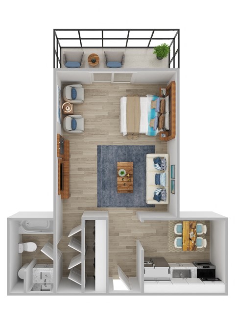 Floor plan for studio, 1 bath, 550 sqft